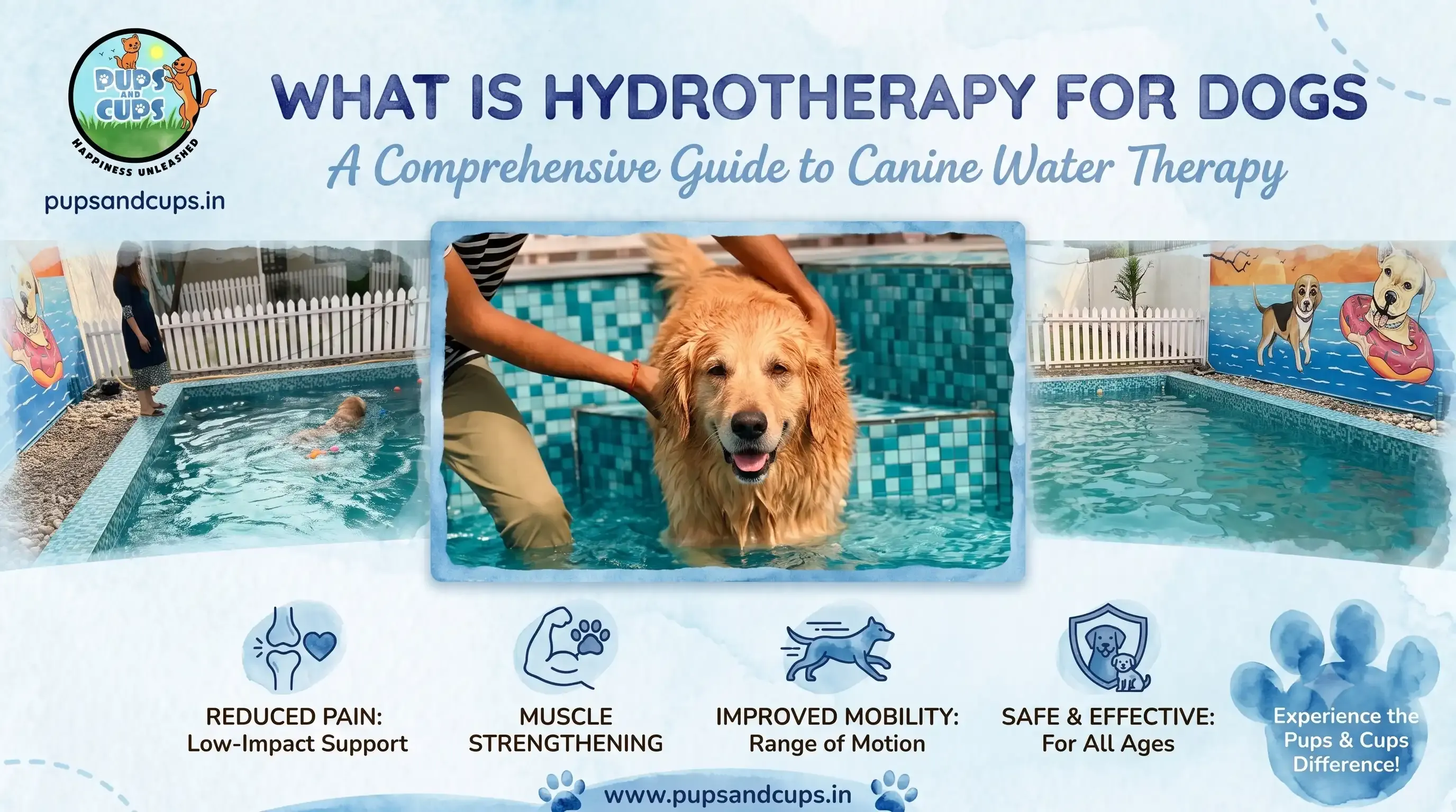 Dog hydrotherapy at Pups & Cups Noida