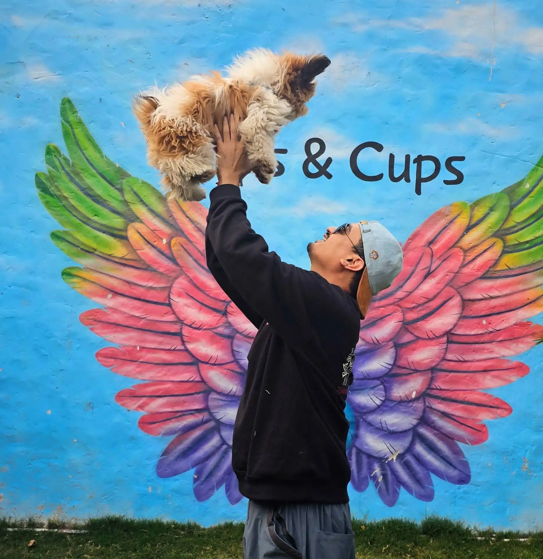 Happy pet parent with their dog